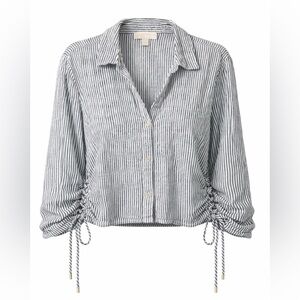 Michael Kors Black and White Striped Button Down Shirt size XL